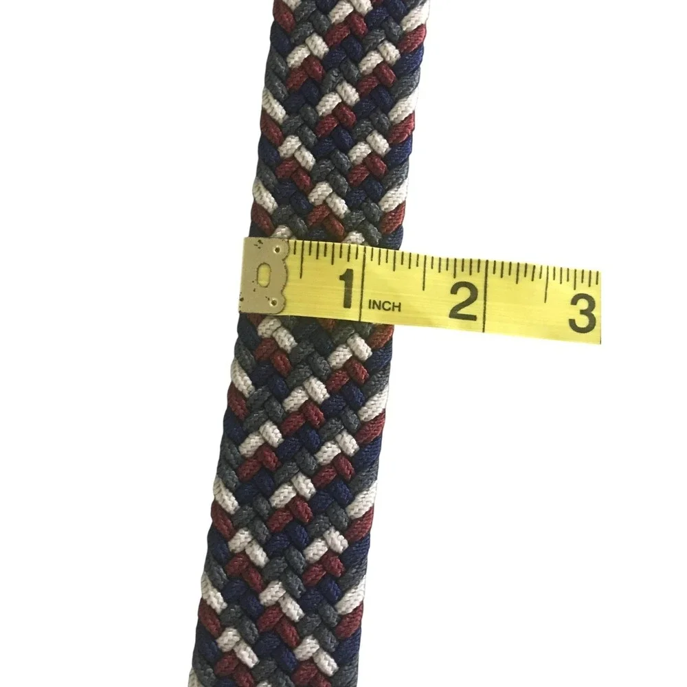 Greg‎ Norman Mens Stretch Golf Belt Size 38 Gray Leather Woven Multicolor Preppy
